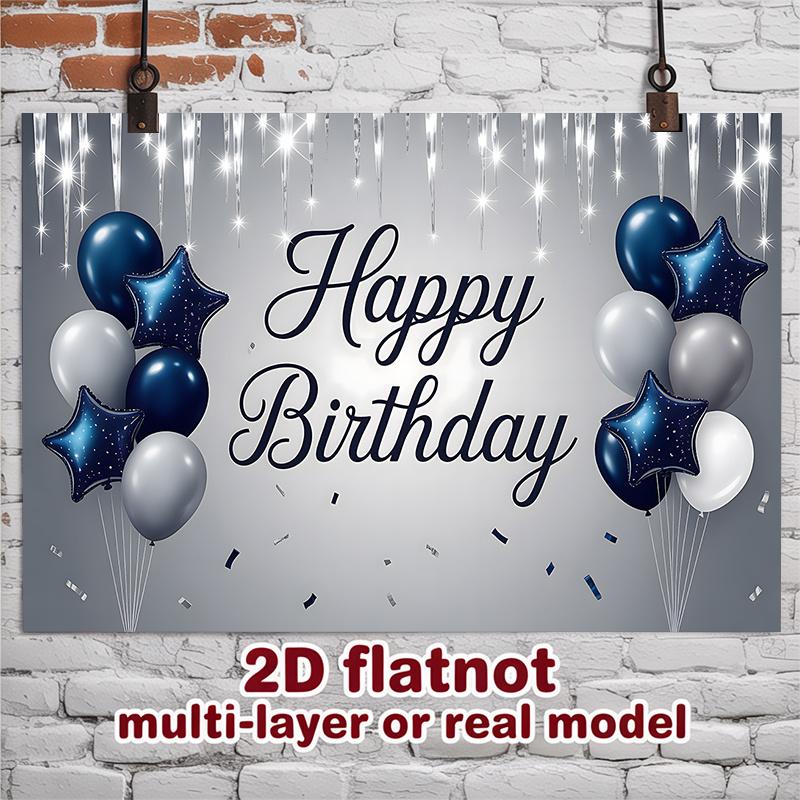 Blue Balloon Party Backdrop 1pc - Photo Booth Props