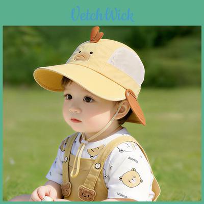 Childrens Cartoon Sun Hat With Embroidered Brim For Outdoor Sun Protection