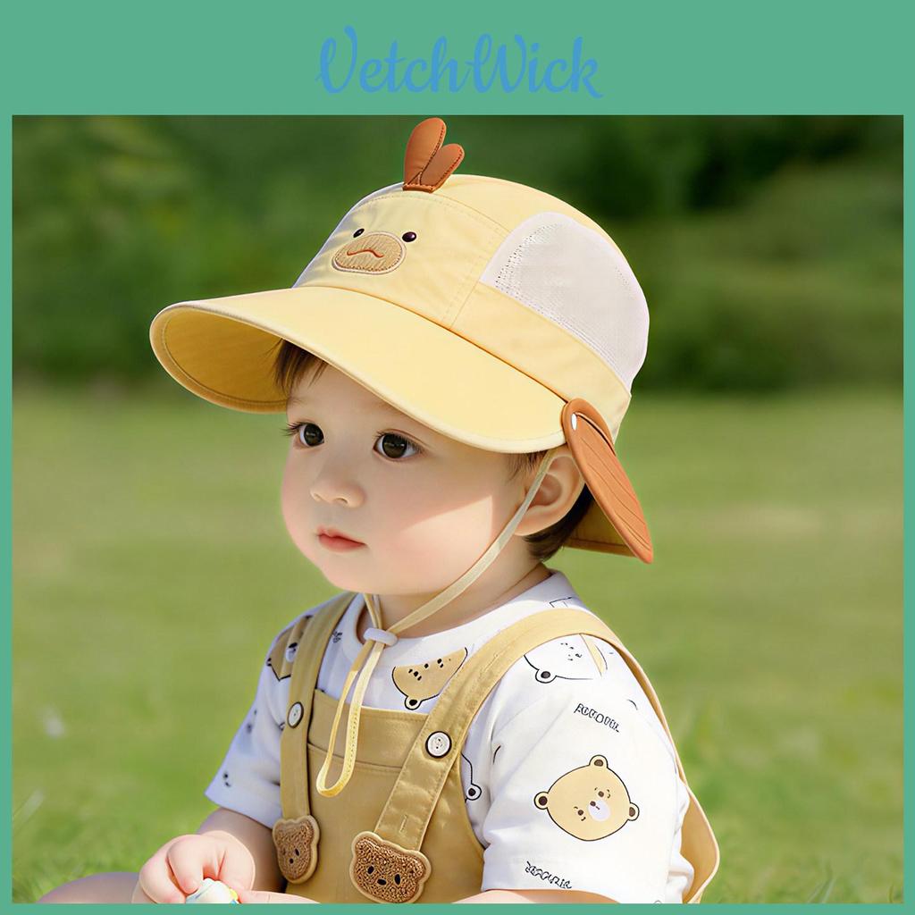 Childrens Cartoon Sun Hat With Embroidered Brim For Outdoor Sun Protection
