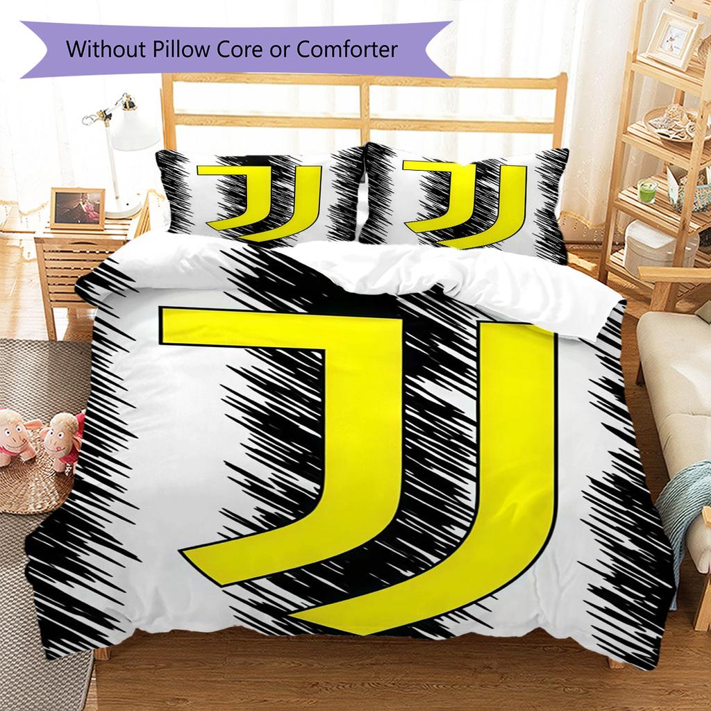 Set Copripiumino Trapuntato Juve Federa Federe Decorazione Casa Regalo di Compleanno (1 * copripiumino + 2 * federa, senza nucleo)
