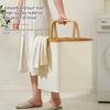 Large Capacity Folding Laundry Hamper Bamboo Handle Closet Organizer  Shelves Storage