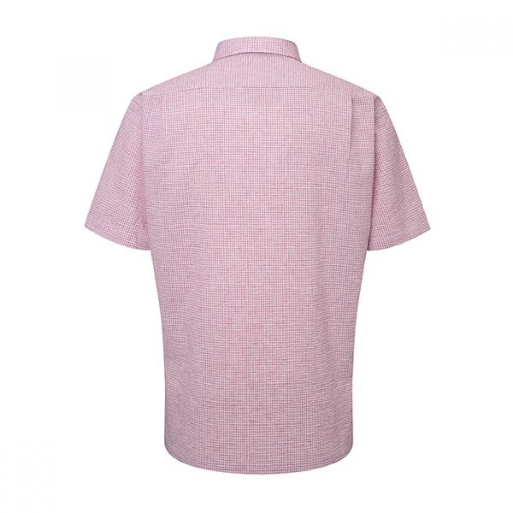 RENOMA Regular Fit Linen Blend Sucker Check Short Sleeve Shirt Rpusg1239 Pk