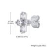 Cross Zircon Stud Earrings for Men Boys,Hip Hop Black White CZ Stone Metal Earring,Trendy Jewelry Gifts