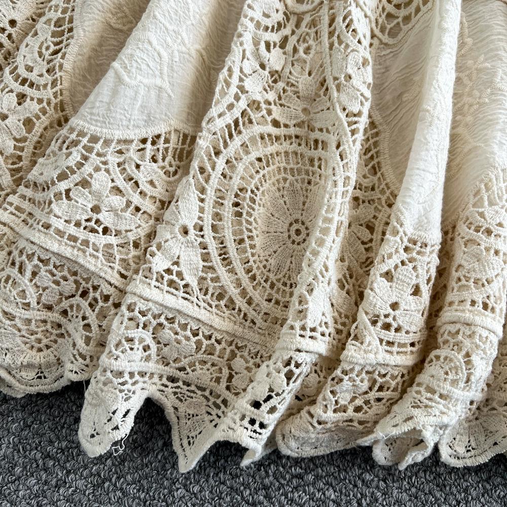 Dimanaf 2025 Neues Sommer Damen Lang Strickkleid Ärmel Mode Spitzenkleider Lässig Locker