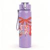 1PC Merry Red Bow Letter Print 750ml Color Plastic Sports Water Bottle Leakproof Flip Straw Lid Suitable for Sports Office Home Use