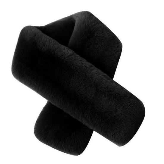 

Поперечний шарф із штучного кролячого хутра, двосторонній, м’який, який можна прати, потовщений, зберігає тепло чорний