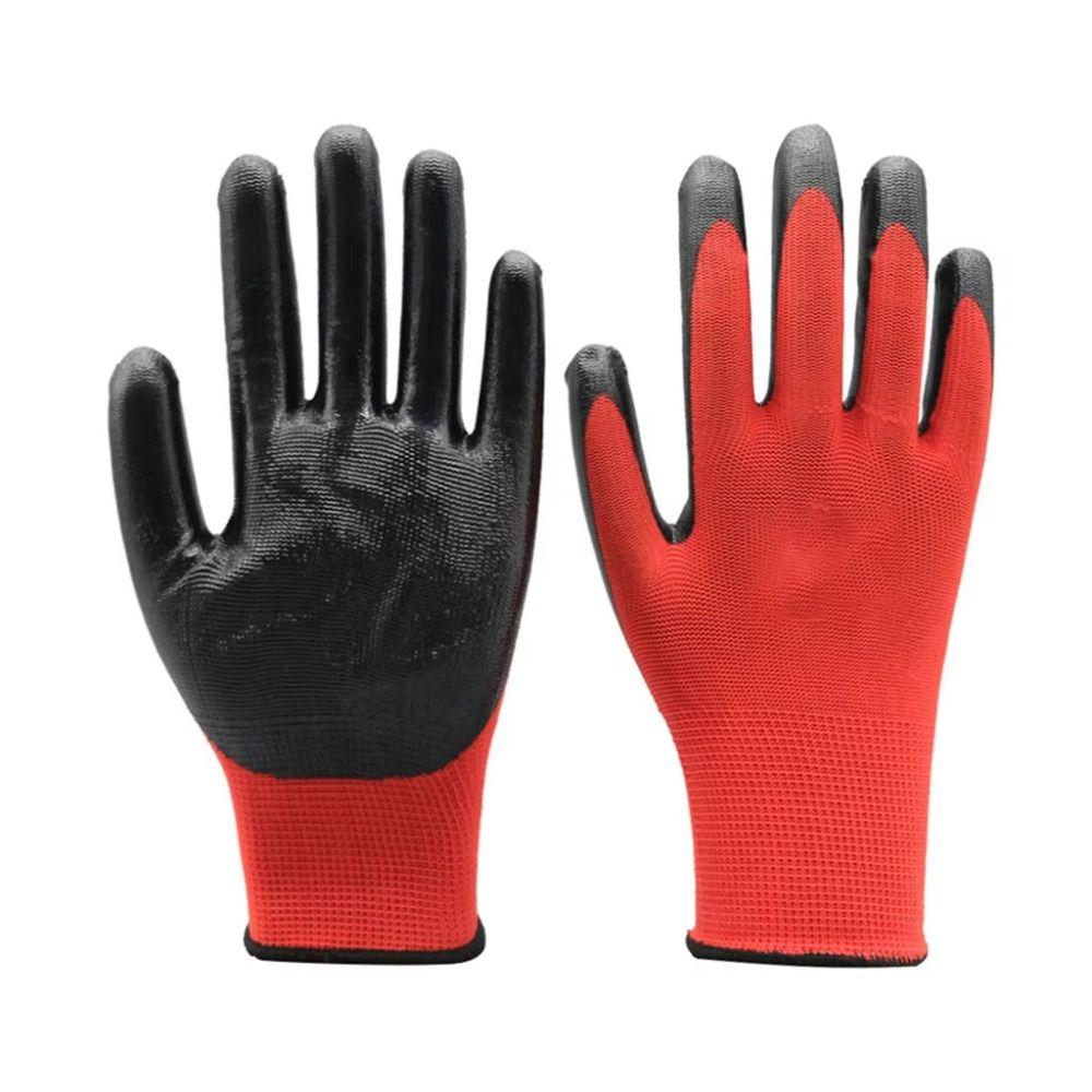 12 Pairs Anti-Skid Work Gloves Crinkled Coating High Grip Gloves Industrial Use
