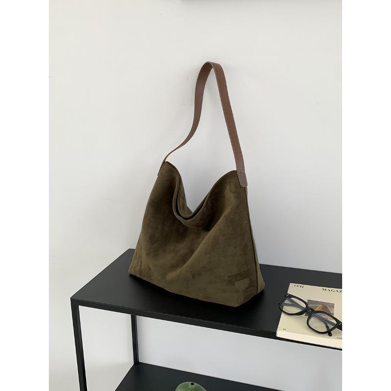 

Новая повседневная плюшевая сумка большой вместимости, на плечо, женская, классная, для поездок на работу, из замши, сумка-тоут, студенческая