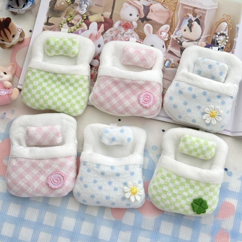 

3-option cute 10cm prop pillow with doll quilt decoration key ring 1. Pink check