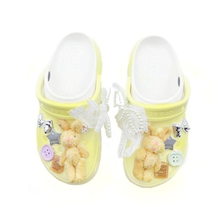 Crocs Classic Platform Clog Sponge Rabbit Series Beach Girl Campus Style EVA Hole Shoes for Men and Women Yellow