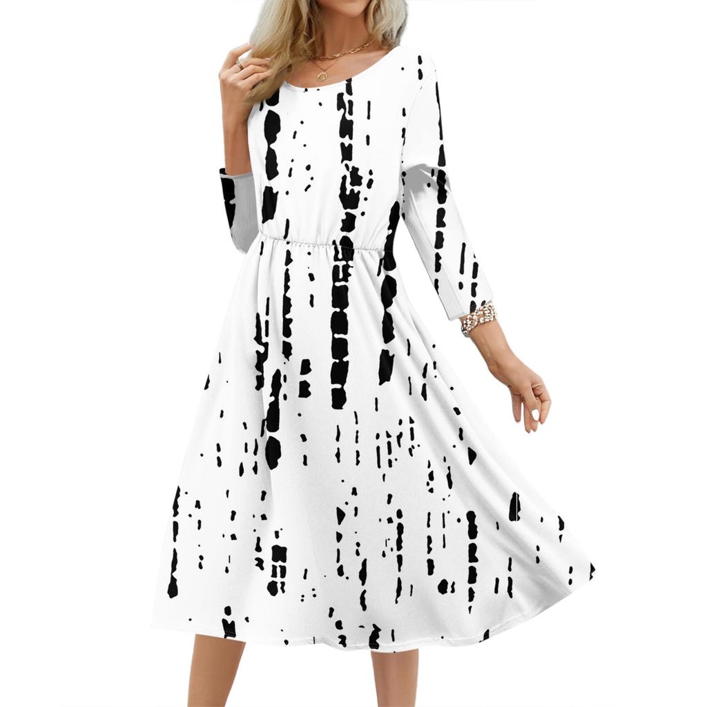 Women's Fashionable Floral And Leaf Loose Dress