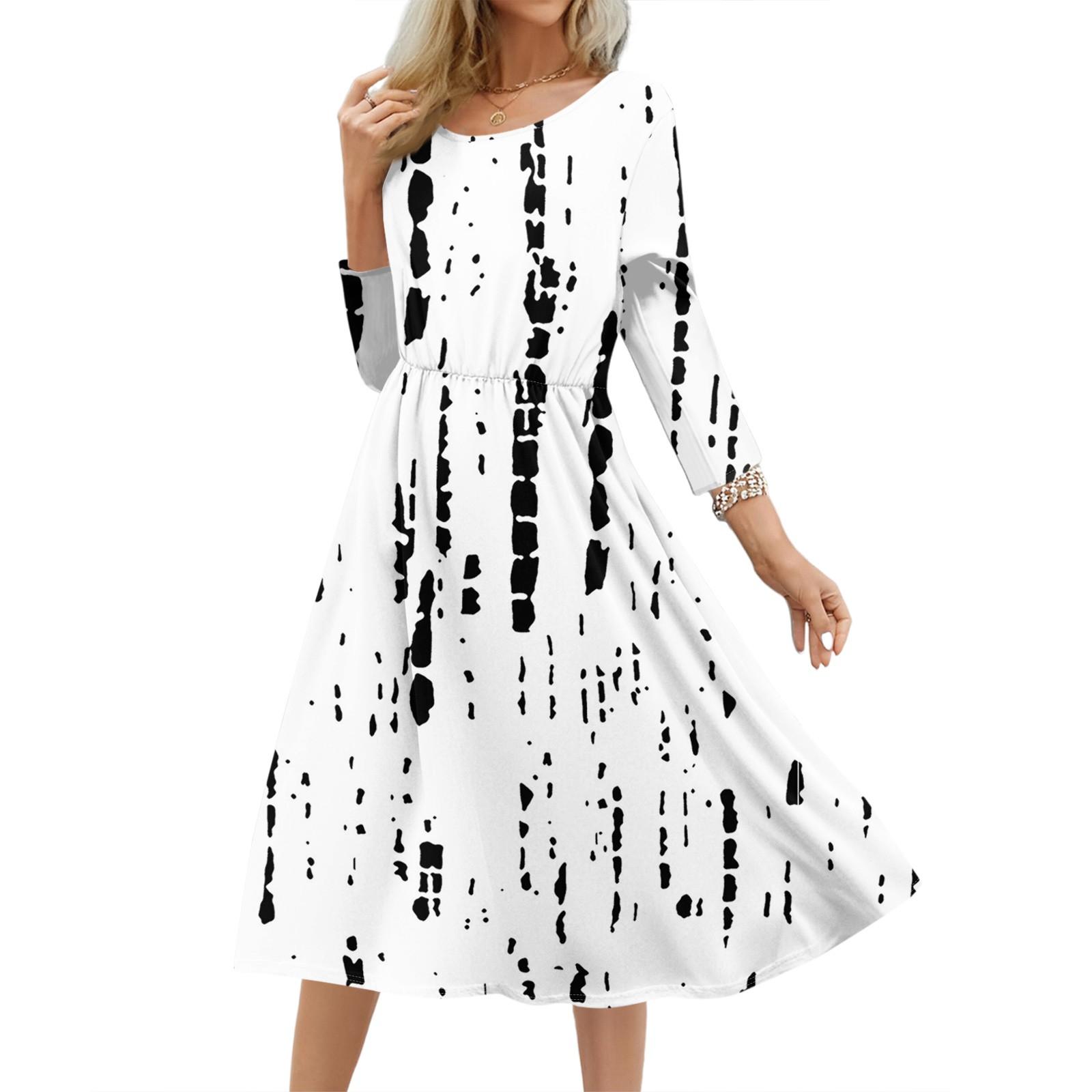 

Женское модное платье свободного кроя с цветочным и лиственным принтом XL белый