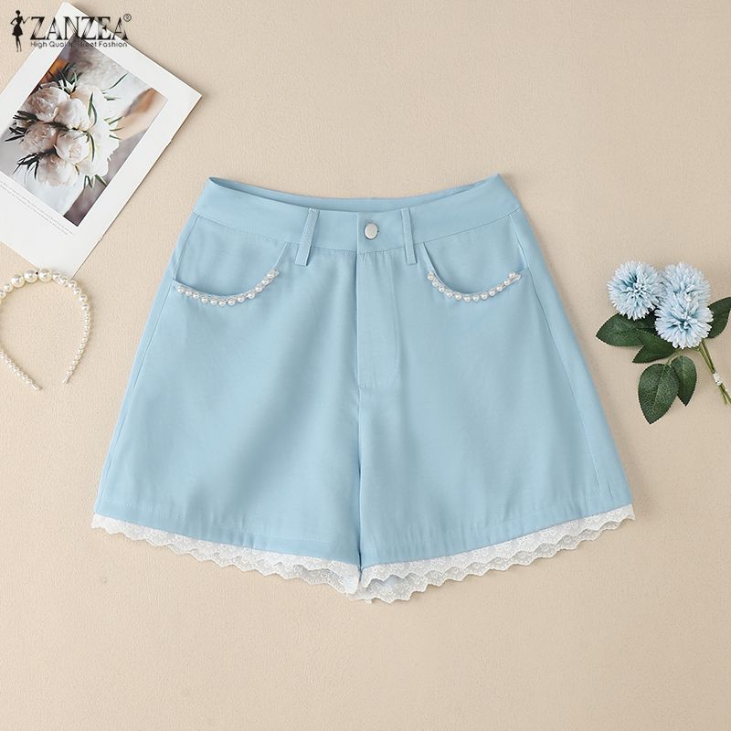 ZANZEA Women Summer Casual Solid Color Loose Short Pants