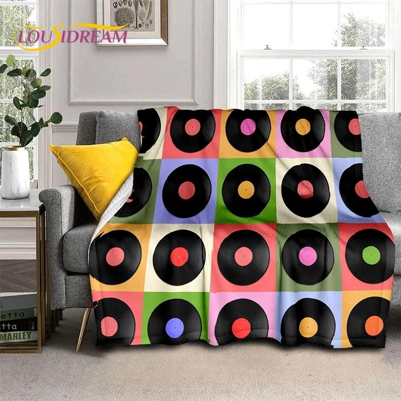 Vinylová deska Hudba DJ Displej Páska Měkká flanelová deka na postel Ložnice Pohovka Piknik, Přehozová deka na přikrytí Venkovní volný čas Dárek