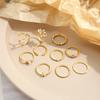 10 Pcs Rings Suit For Women Gold-color Chain Ring Set Bohemian Style Coin Snake Moon Star Party Trend Gift Zircon