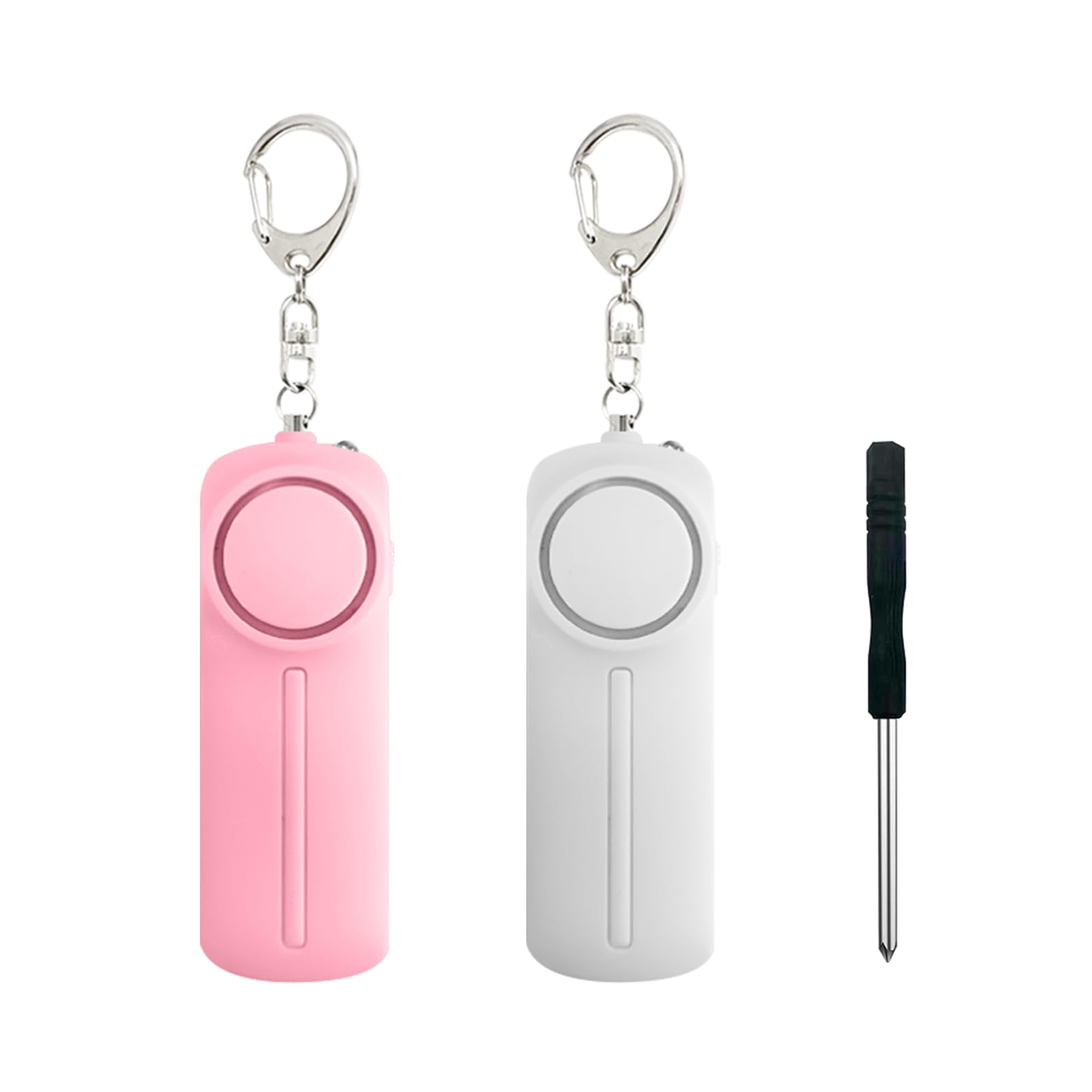 

Hion Охранная сигнализация из 2 сменных громких сирен 130 дБ со светодиодом для начальной школы и простой безопасности крепится к школьному рюкзаку [Набор (Розовый + Белый)]