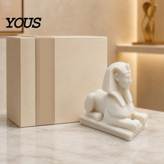 Replica Egizia Vintage Statua della Sfinge Stampata in 3D, Statuetta Leone Bianco per Scrivania, Ornamento Mistico Antico per la Casa Decorazione Egitto Scaffale, Mitologica