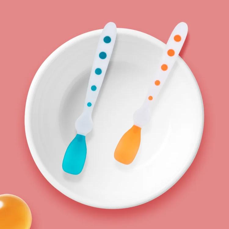 Baby-Fütterlöffel aus weichem Silikon, zum Lernen des Essenstrainings, temperaturempfindlich, farbwechselnd, für Kinder, sicher, Flaware