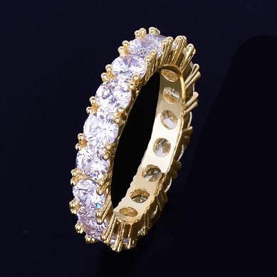 Ring Copper Zircon Men Charming Gold Plated Cube Hip Hop Jewelry 7