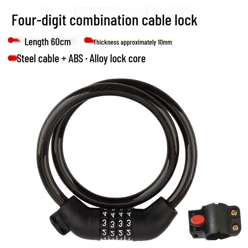 Five-Digit Combination Bicycle Lock: Portable Anti-Theft Steel Cable for Bikes and Electric Vehicles.