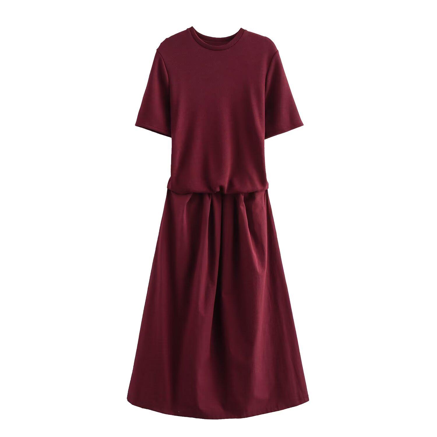 

Женское трикотажное миди-платье в европейском и американском стиле, осень 2024 L красный