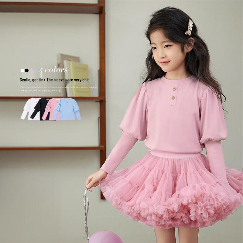 LUSON Girls  Puff Sleeve Long Sleeve T-Shirt 160