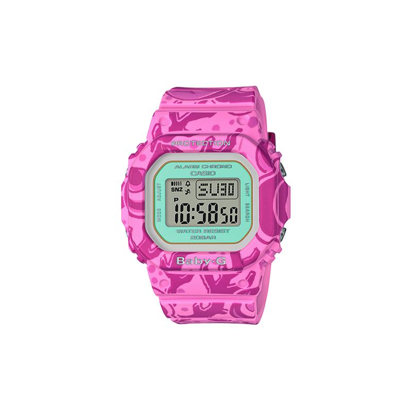 

Casio BABY-G Series Fashionable and Vibrant Street Retro Square LCD Display Waterproof Movement Quartz Movement Resin Strap Japanese and BGD-560SLG-4 серый