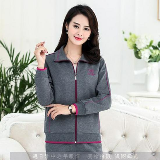 Sportbekleidungs-Set für Damen in Übergröße - Frühjahr/Herbst 2023, Zweiteiler mit langen Ärmeln für Mütter mittleren Alters und ältere Mütter