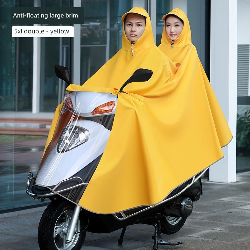 Raincoat for Electric Vehicles, Enlarged and Thickened, for Single or Double Riders, Unisex, Long Version, Full-Body Storm-Proof Poncho