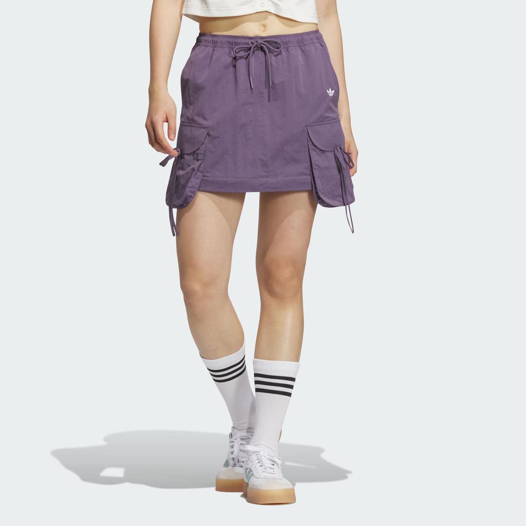 Adidas Originals Cargo Fashion Simple Loose Lace-Up Multi-Pocket Work Skirt Women skirts Dark-Violet KB8963