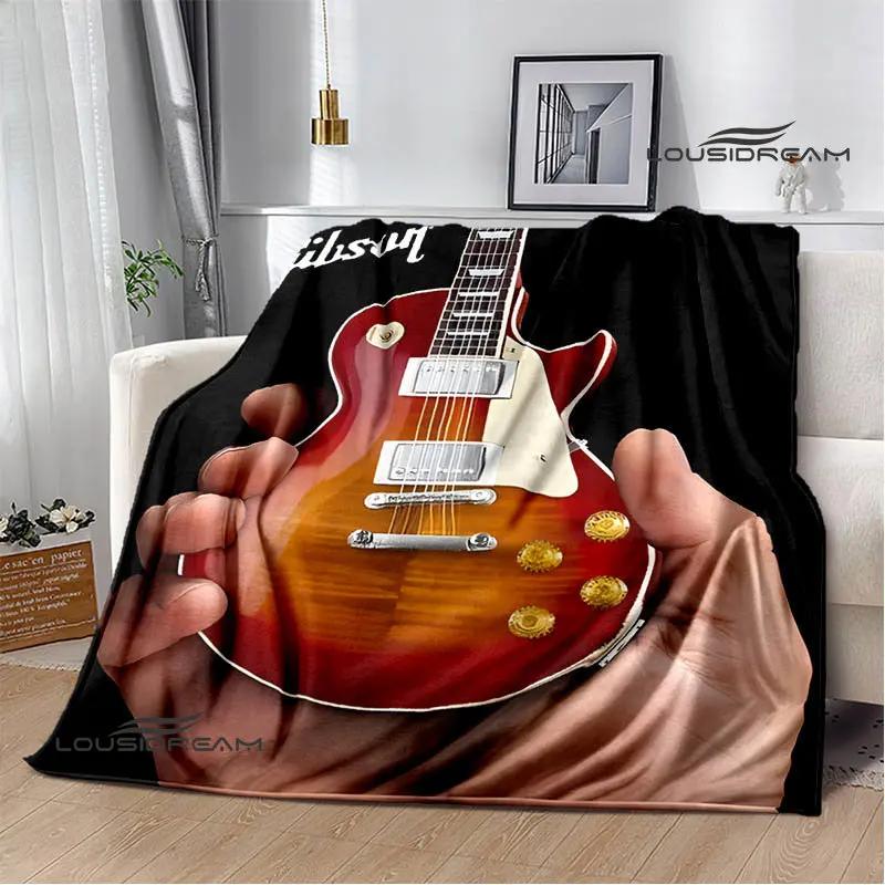 Gibson guitar logo printed blanket Flange warming blanket picnic blanket Home Travel blanket bed linings Birthday Gift