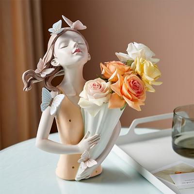 Ładna dziewczyna wazon żywica hydroponicznych kwiat w wazonie roślina doniczkowa kompozycja kwiatowa Home Decor ozdoby na biurko dekoracja ogrodowa