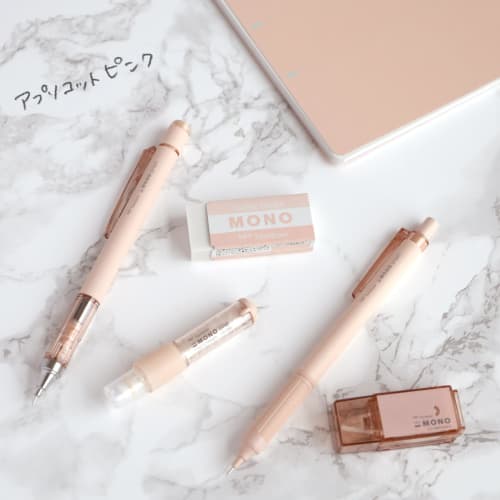 Tombow Pencil MONO Mineral Color Stationery Set Apricot Pink (Mechanical Pencil 0.5mm Eraser x 2 Correction Tape) PCC-421DAZ