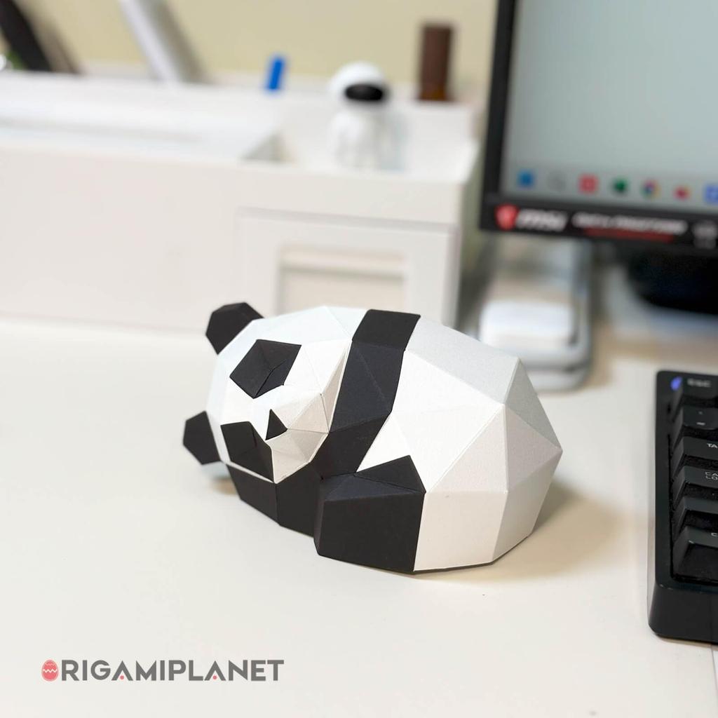 ORIGAMIPLANET 3D Origami Papercraft Kit Panda Tuan Fun DIY 3D Panda Paper Art Model for Teens Easy Handmade Animal Figurine Sculpture Gift Set for