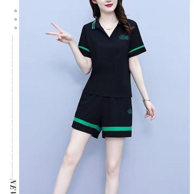 Shorts Sports Casual Suit Women's Summer Korean Style Trendy Women's Fashionable Two-piece Set Summer