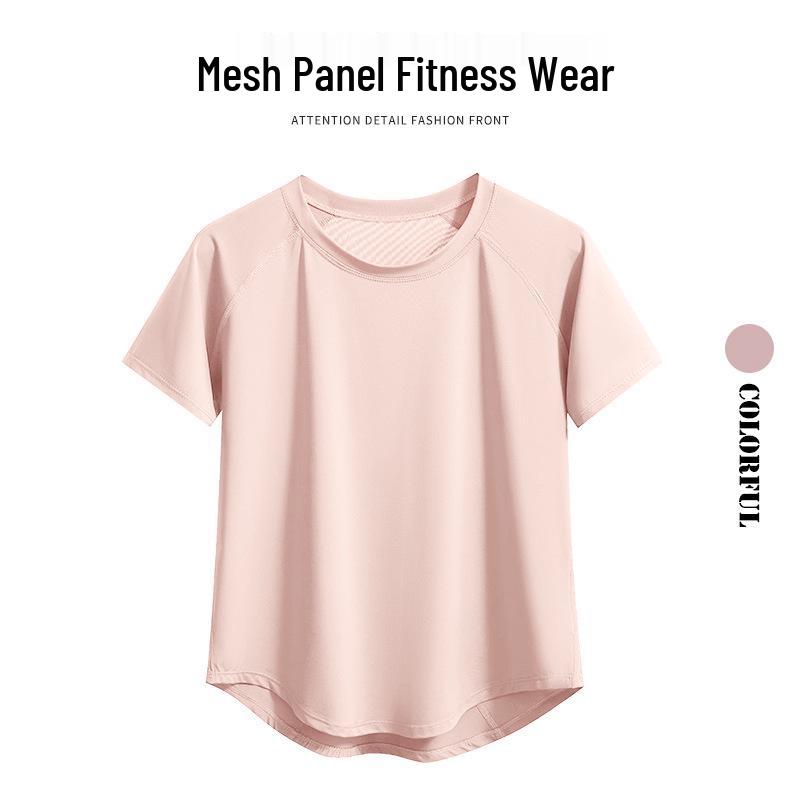 Women's Quick-Dry Mesh Yoga & Running Set: Breathable Short Sleeve Top