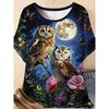 Fashion Women's Crew Neck Short Sleeve 3D Animal Color Printing Animal Short Sleeve Crew Neck T-Shirt