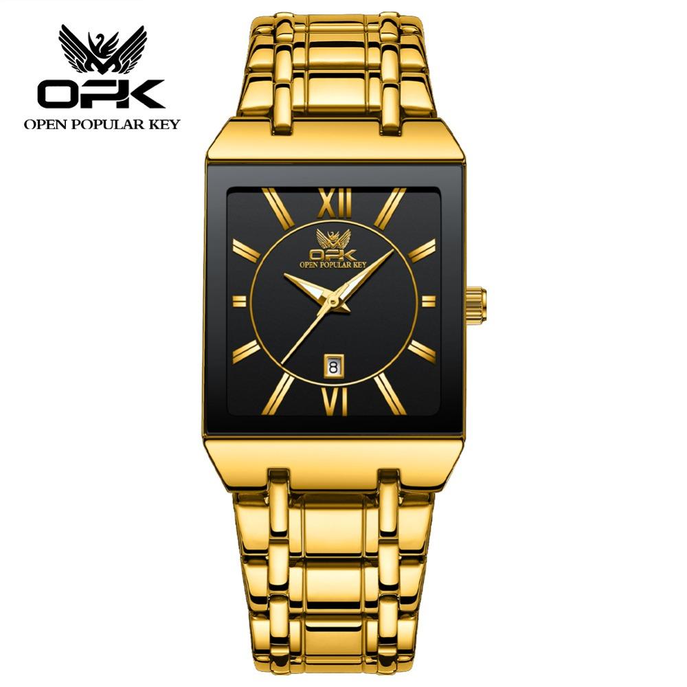Square Men's Steel Strap Watch Business Calendar Quartz Waterproof Watch Watch