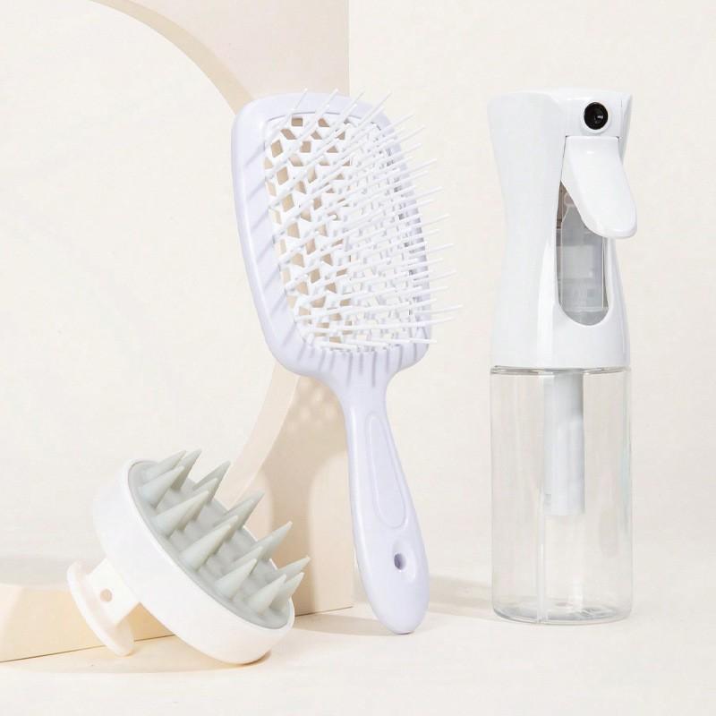 3-Piece Hair Care Set: Volumizing Styling Comb Scalp Massage Brush Spray Bottle Deep Cleansing