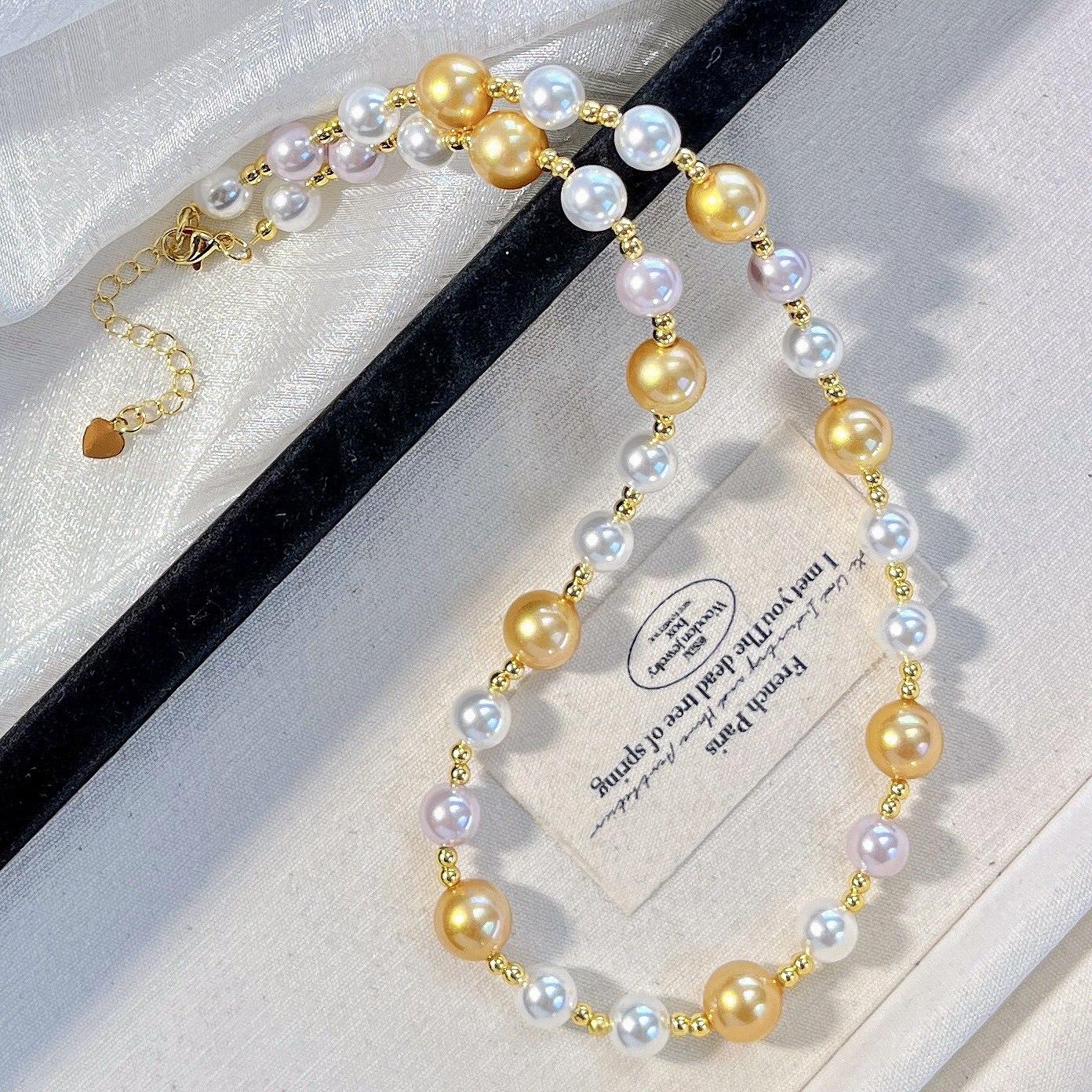 High Quality High Gloss Artificial Crystal Pearl Clavicle Chain Necklace
