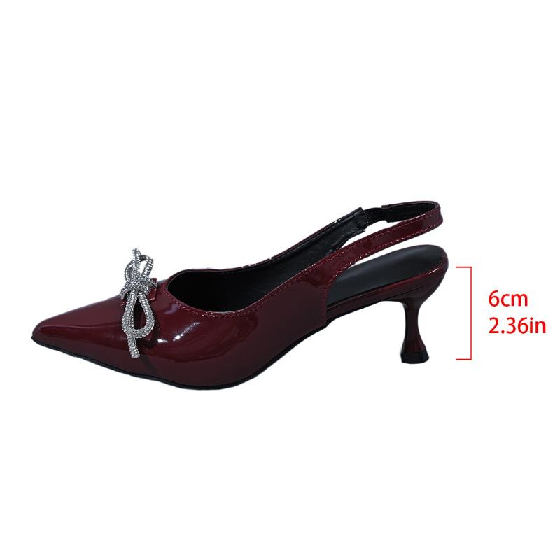 Women's Bow-Knot High Heel Sandal Sexy Crystal Decor Pointed Toe Sandalias Woman New Style Office Ladies Non Slip Sandals Female