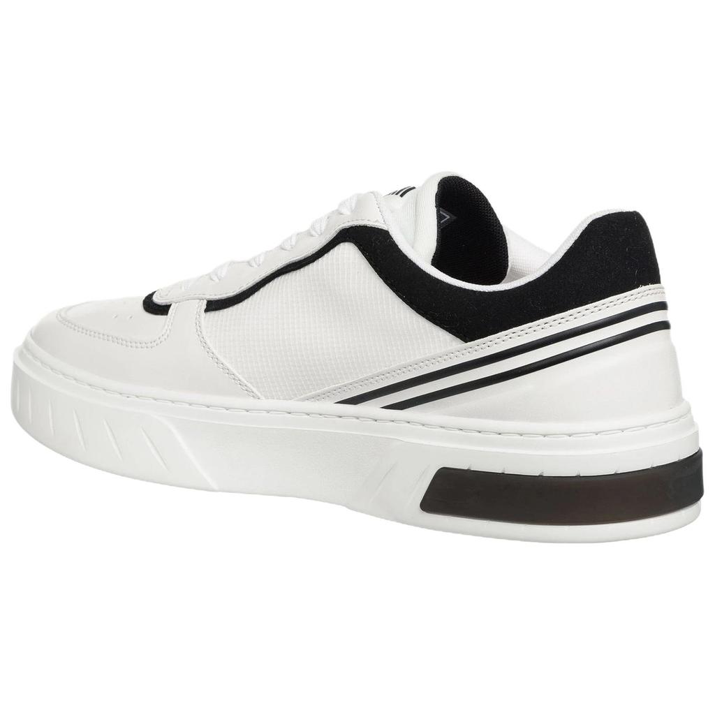 Emporio Armani Fabric PU Logo Print Thick Sole Lace-Up Low-Top Casual Shoes Unisex Sneakers White X8X173XK374U026