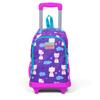 Coral High Kinder Schulrucksack 23360, lila, rosa, mit Katzenmuster, drei Fächer, mit Rakelmuster