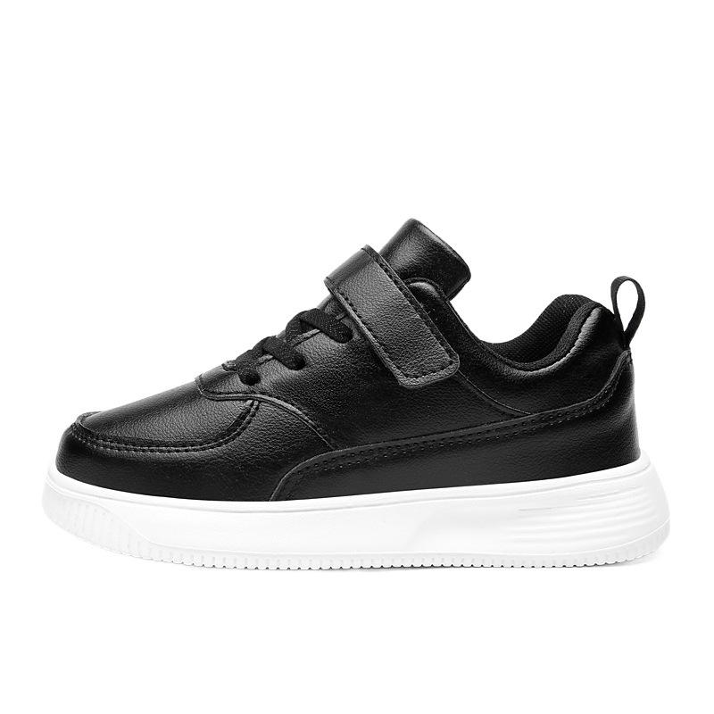 2025 foreign trade non-slip student non-slip leather sneakers spring and autumn children's board shoes waterproof small black shoes little white shoes