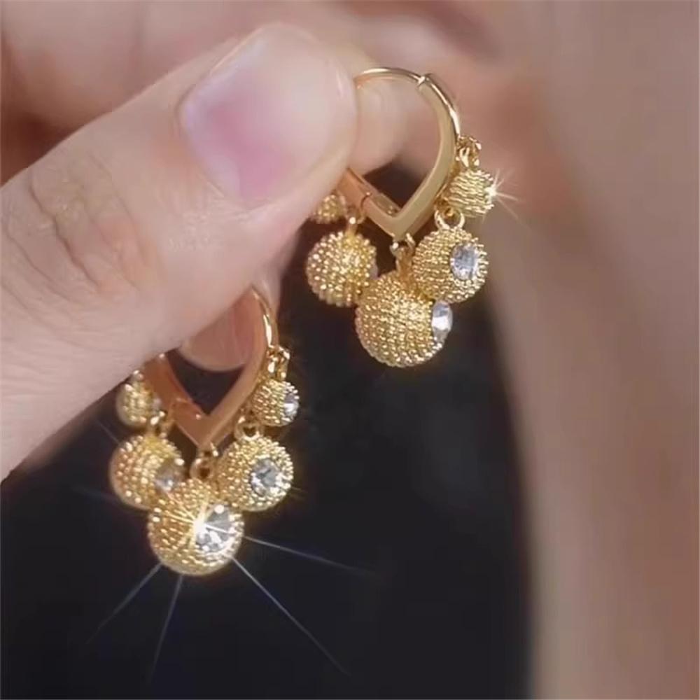 Милые женские зеленые белые циркониевые круглые серьги-кольца модные золотые свадебные украшения для женщин