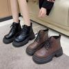 Retro thick-soled big-headed Martin boots women's 0000 autumn new fashion heightening versatile British style lace-up short boots