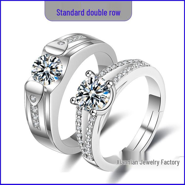 Adjustable Couple Rings: Korean Style White Gold Plated Valentine's Jewelry