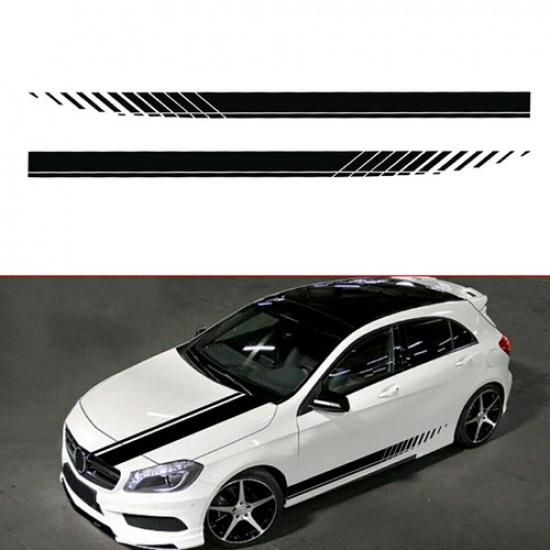 1Pair Racing Sticker Car Door Side Fender Skirt Stripes Tape Decal Accessories