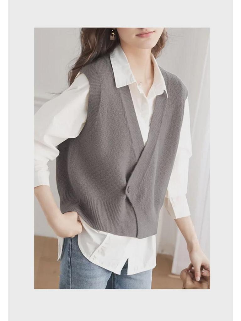 Trendy Women's Spring Knit Sweater Vest Cardigan