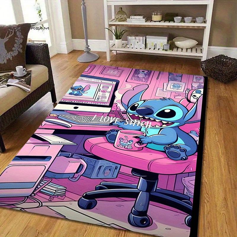 1pc Cute Stitch Pattern Area Rug Soft Flannel Floor Mat for Living Room,Office,Bedroom and Carpet